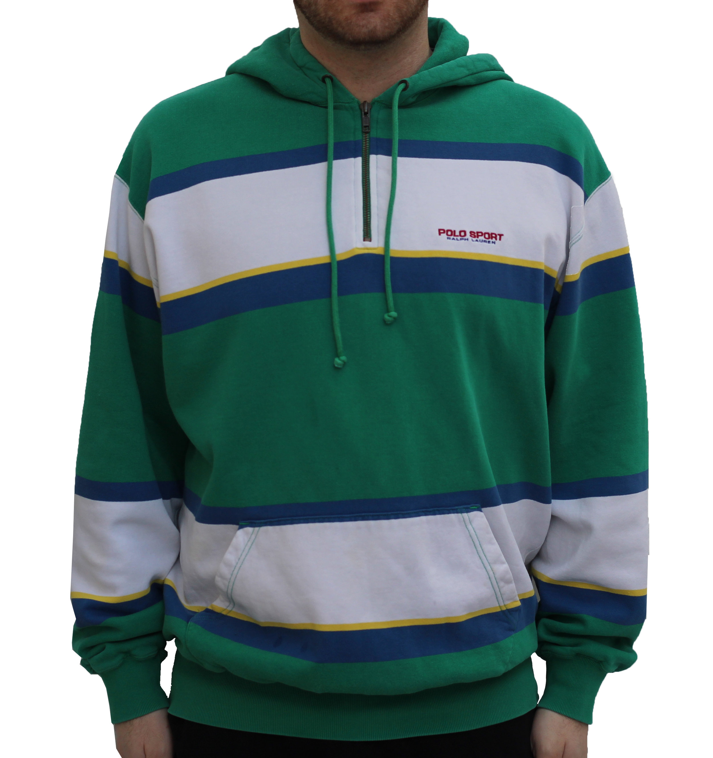 Vintage Polo Sport Striped Hoodie (Size L) — Roots